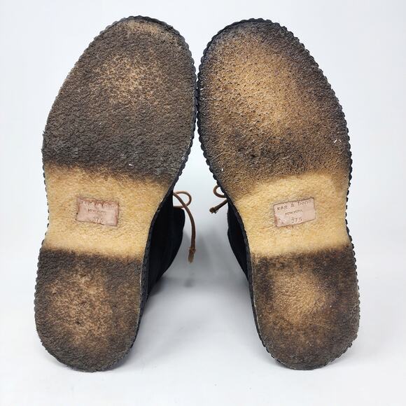 Rag & Bone Boots Women EU37.5/US7.5 Sloane Black Calf Suede Platform Lace-up - Picture 6 of 8